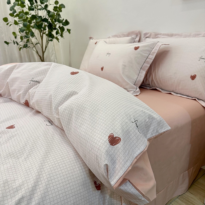 91家纺网 家纺一手货源 找家纺 橙艺 2025新款春夏铂金全棉四件套第二波 微光-粉