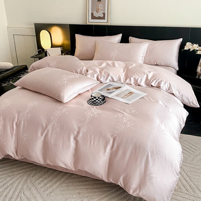 91家纺网 家纺一手货源 找家纺 琪格格纺织 2025春夏新款莱赛尔天丝四件套 莱赛尔 花淡妍紫