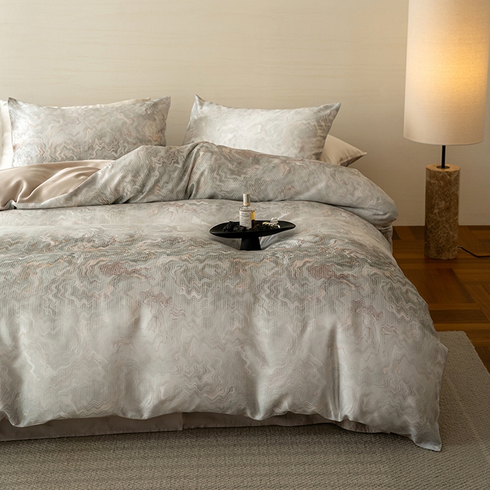 91家纺网 家纺一手货源 找家纺 沐晴家纺 2025春夏新款纯色数码印花60兰精天丝四件套 望川-灰