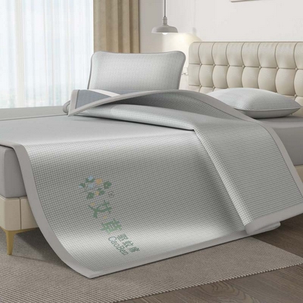 福来临家纺 2025新款艾草驱蚊席三明治款-床席款-床笠款 灰床席款