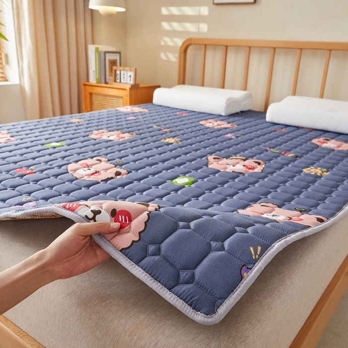 91家纺网 家纺一手货源 找家纺 迪乐妮 2025新款双面可用抑菌冰丝床褥爬爬垫-大床图 灰熊