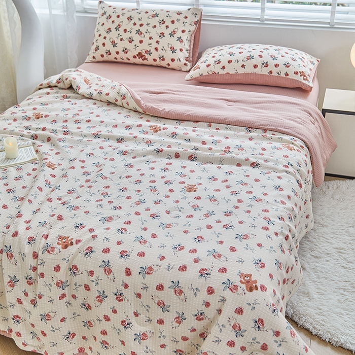 91家纺网 家纺一手货源 找家纺 迪乐妮 2025新款彩竺棉夏被四件套 漫花