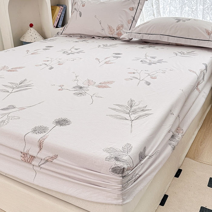 91家纺网 家纺一手货源 找家纺 锦罗绣 2025新款全棉13376印花套件单品单床笠 小思绪-粉