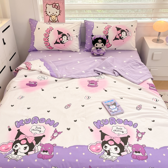 91家纺网 家纺一手货源 找家纺 博雅 2025新款三丽鸥全棉纯棉夏被夏凉被空调被四件套 夏被全棉-梦想库洛米