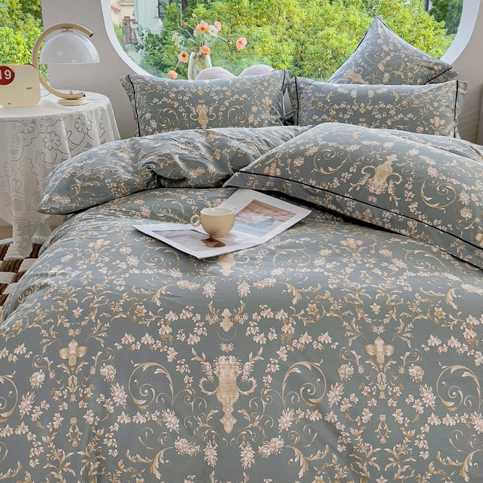 91家纺网 家纺一手货源 找家纺 锦罗绣 2025新款全棉13376印花套件单品 波光花纹