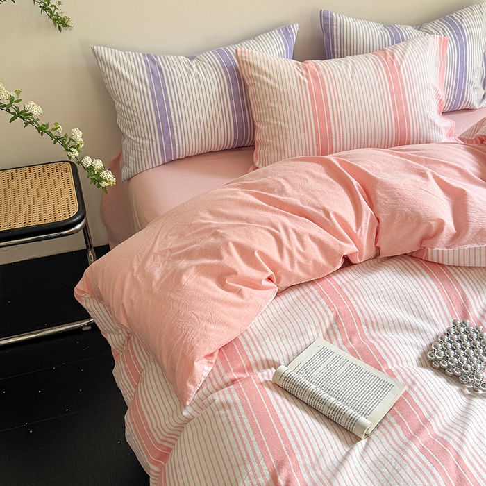 91家纺网 家纺一手货源 找家纺 玖弘家居 2025新款提花全棉四件套-繁星 繁星-粉