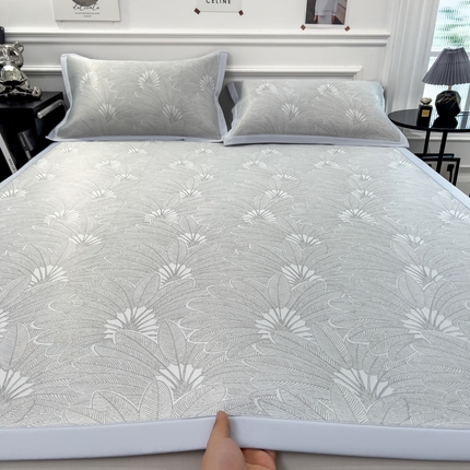 2025新款牛奶丝提花凉感凉席系列床席款 清风雅韵灰床席款