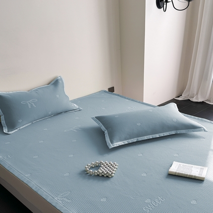 2025新款夏季3D清凉感纯色凉豆豆系列凉席床笠 蓝色