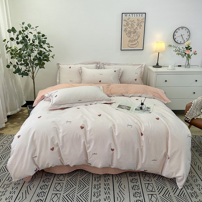 91家纺网 家纺一手货源 找家纺 橙艺 2025新款春夏铂金全棉四件套第二波 微光-粉