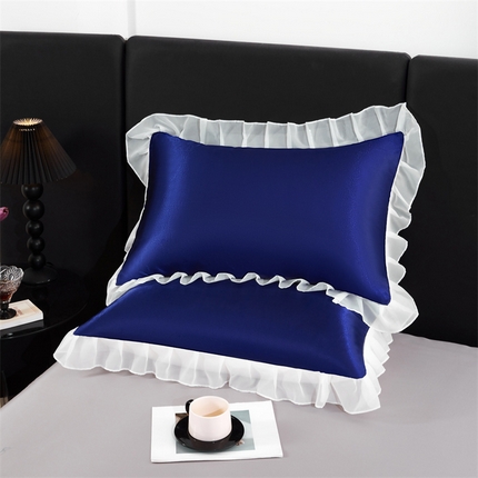 91家纺网 家纺一手货源 找家纺 （总）梦舒羽 2025新款公主风夏季冰丝枕套单人一对装可水洗花边枕头套宿舍48x74cm枕芯套枕头套