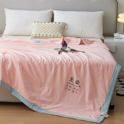  2025新款A类无染原棉大豆被夏被夏凉被空调被子 温柔粉-绿边