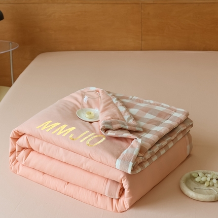 寐眠2025新款全棉水洗棉刺绣夏被【夏被四件套】 西柚冰茶