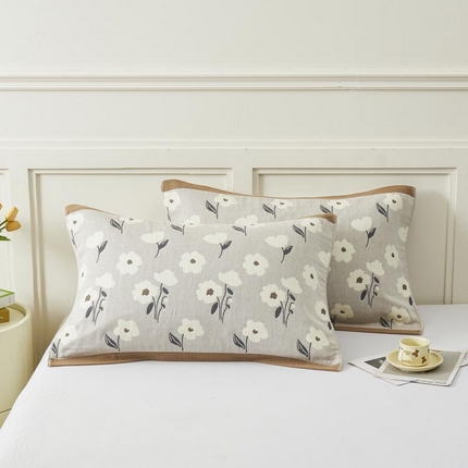 2025新款纯棉加厚精梳棉纱布枕巾 夏至-浅咖 52*78cm/条