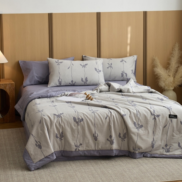 91家纺网 家纺一手货源 找家纺 莱福仕家纺 2025新款水洗棉色织大提花夏被  （控价150*200不低于199 200*230不低于219） 月光鸢尾