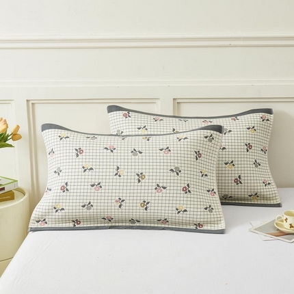 2025新款纯棉加厚精梳棉纱布枕巾 花韵-米 52*78cm/条