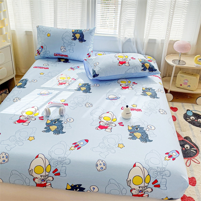 91家纺网 家纺一手货源 找家纺 名兮家居 2025新款正版授权经典奥特曼-三丽鸥全棉印花床笠 奥特勇士