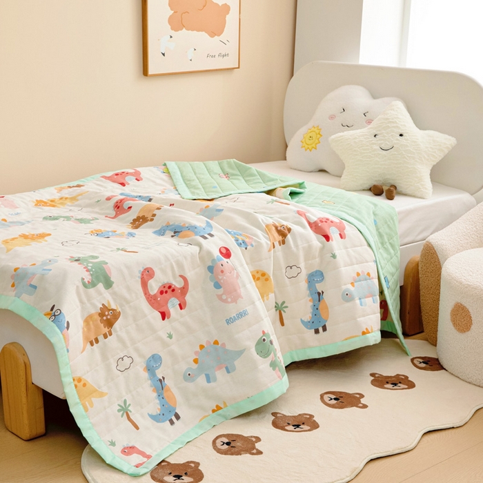 91家纺网 家纺一手货源 找家纺 梵赫   2025新款全棉卡通夏被 恐龙宝宝