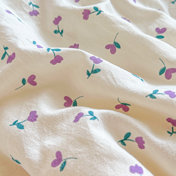 91家纺网 家纺一手货源 找家纺 创优  2025新款有氧双层纱小清新印花小花边夏被夏凉被可机洗空调被子被芯 小花野 紫