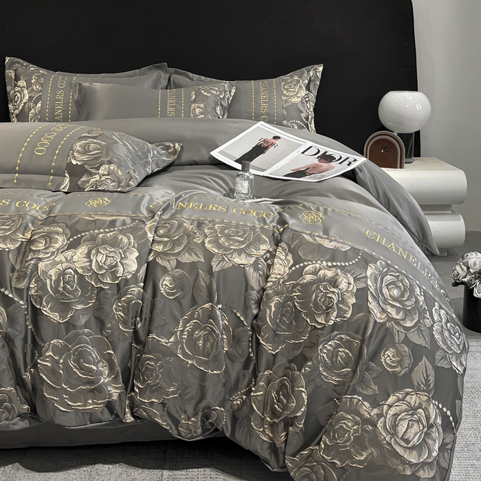 91家纺网 家纺一手货源 找家纺 （总）金阳光家纺 2025新款金丝提花浮雕水洗天丝四件套