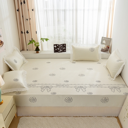 91家纺网 家纺一手货源 找家纺 （总）冬然家纺 2024新款素色花边系列冰豆豆凉席榻榻米凉席