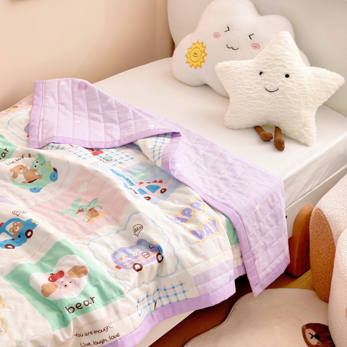 91家纺网 家纺一手货源 找家纺 梵赫   2025新款全棉卡通夏被 快乐旅行