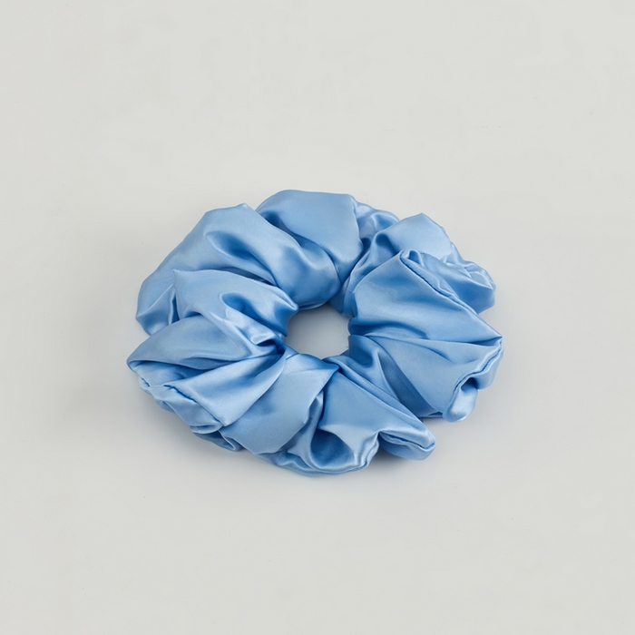 91家纺网 家纺一手货源 找家纺 LADY COCO2025新款6A级真桑蚕丝发圈-真货 7cm大肠圈浅蓝