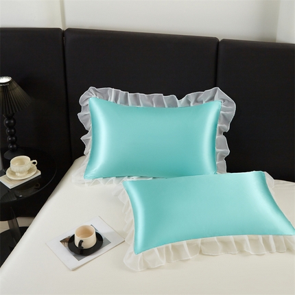 91家纺网 家纺一手货源 找家纺 （总）梦舒羽 2025新款公主风夏季冰丝枕套单人一对装可水洗花边枕头套宿舍48x74cm枕芯套枕头套