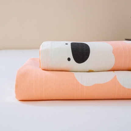 【长期供货】2025新款原棉老粗布床单混纺含棉-床笠 L粉犬