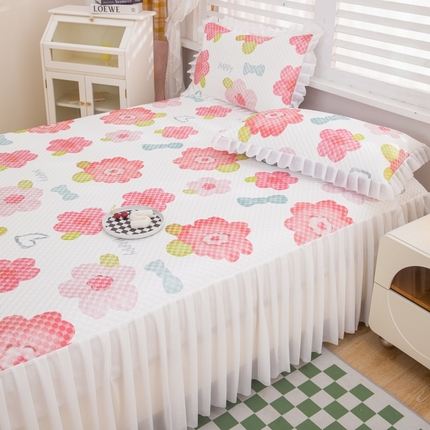 91家纺网 家纺一手货源 找家纺 （总） 2025新款A类冰豆豆床裙款印花凉席