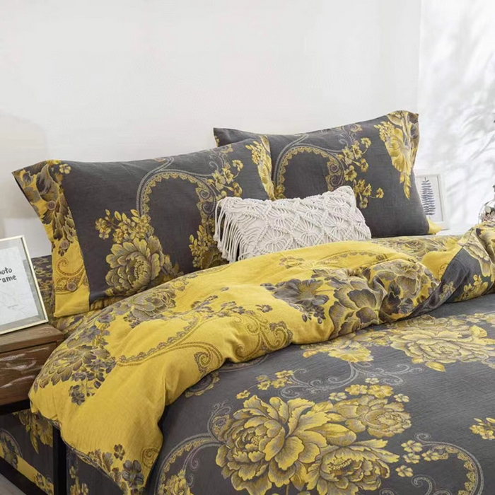 91家纺网 家纺一手货源 找家纺 双层纱家居 2025新款深色系列双层纱四件套 黑金