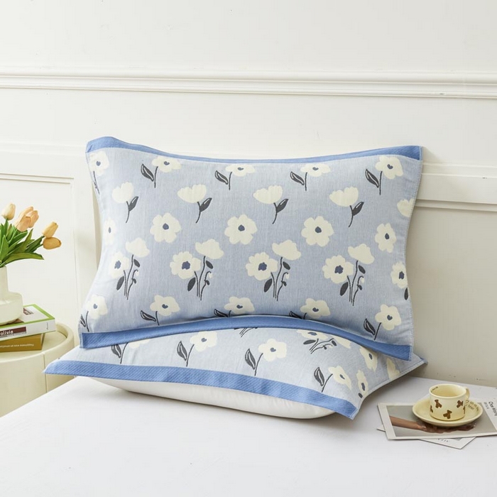 91家纺网 家纺一手货源 找家纺 2025新款纯棉加厚精梳棉纱布枕巾 夏至-浅蓝 52*78cm/对