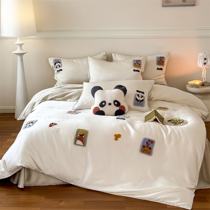 91家纺网 家纺一手货源 找家纺 （总）FORTWO家纺原创设计（FOR TWO家纺） 2025新款60支兰精天丝卡通毛巾绣四件套-麻绳款