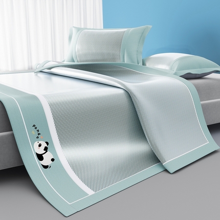 川悦生活 2025新款纯色凉感冰丝席-大床 眠眠熊猫-蓝灰