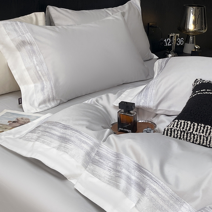 91家纺网 家纺一手货源 找家纺 高端轻奢A类母婴级长绒棉全工艺刺绣四件套纯棉全棉高端春夏季爆款床上用品   瑾雅-蔓帝灰