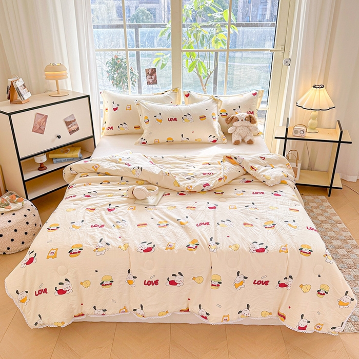 91家纺网 家纺一手货源 找家纺 创优  2025新款有氧双层纱小清新印花小花边夏被夏凉被可机洗空调被子被芯 豆包