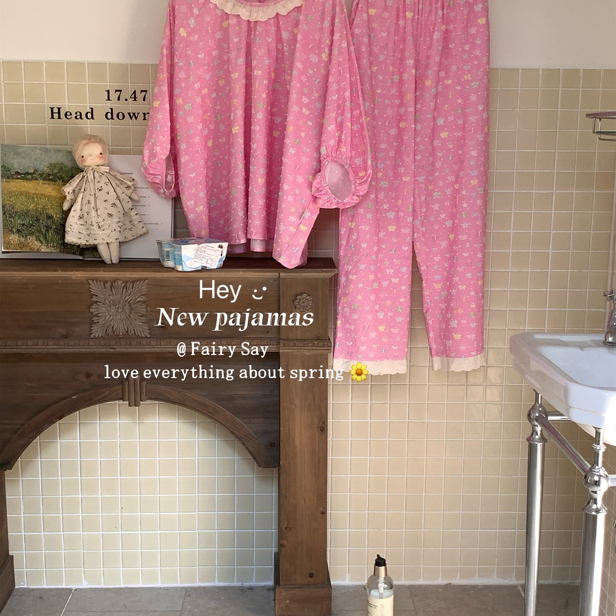 91家纺网 家纺一手货源 找家纺 2025新款全棉纯棉彩色蝴蝶剪花睡衣套装 粉色