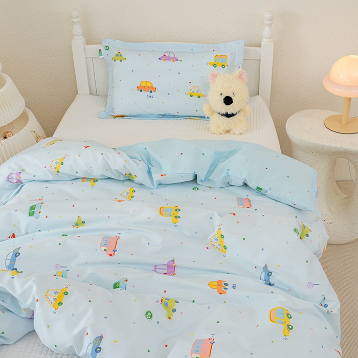 91家纺网 家纺一手货源 找家纺 良佐生活 2025新款高支高密全棉儿童被套 快乐巴士