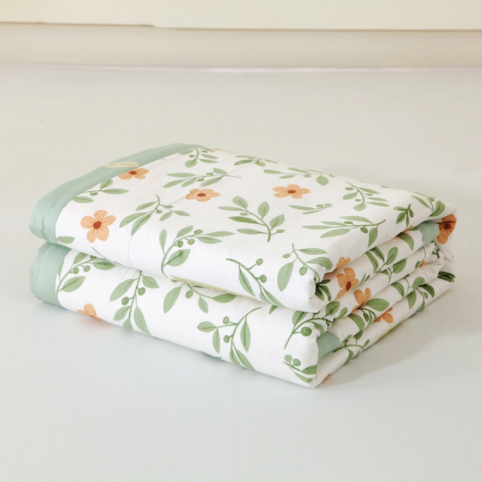 91家纺网 家纺一手货源 找家纺  2025新款A类全棉棉花夏被纯棉夏被 被子被芯 青柠薄荷