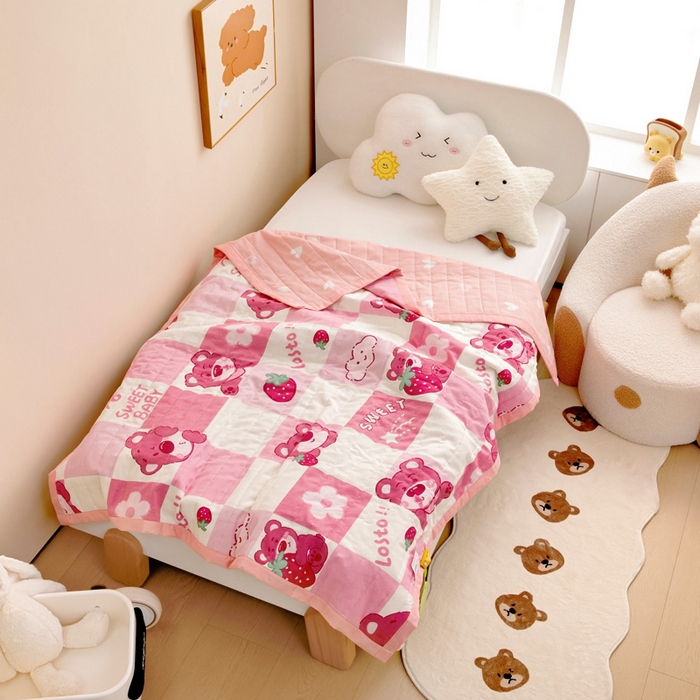 91家纺网 家纺一手货源 找家纺 梵赫   2025新款全棉卡通夏被 甜莓日记