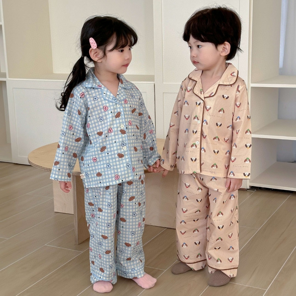 91家纺网 家纺一手货源 找家纺 （总）妍景家居生活馆 2025新款全棉纯棉儿童翻领家居服