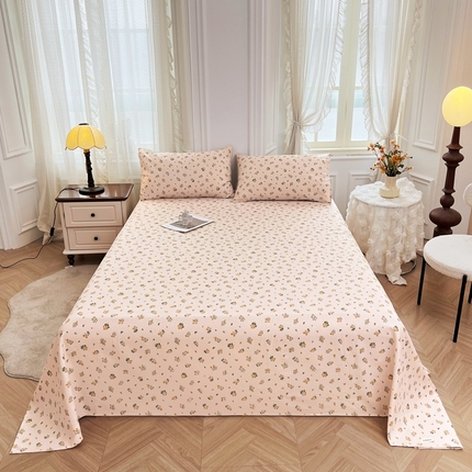 91家纺网 家纺一手货源 找家纺 大元 2025新款舒适透气全棉老粗布床单床笠花之恋