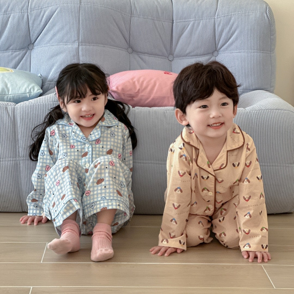 91家纺网 家纺一手货源 找家纺 （总）妍景家居生活馆 2025新款全棉纯棉儿童翻领家居服