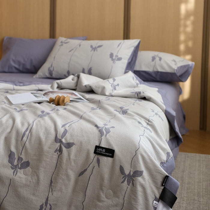 91家纺网 家纺一手货源 找家纺 莱福仕家纺 2025新款水洗棉色织大提花夏被  （控价150*200不低于199 200*230不低于219） 月光鸢尾