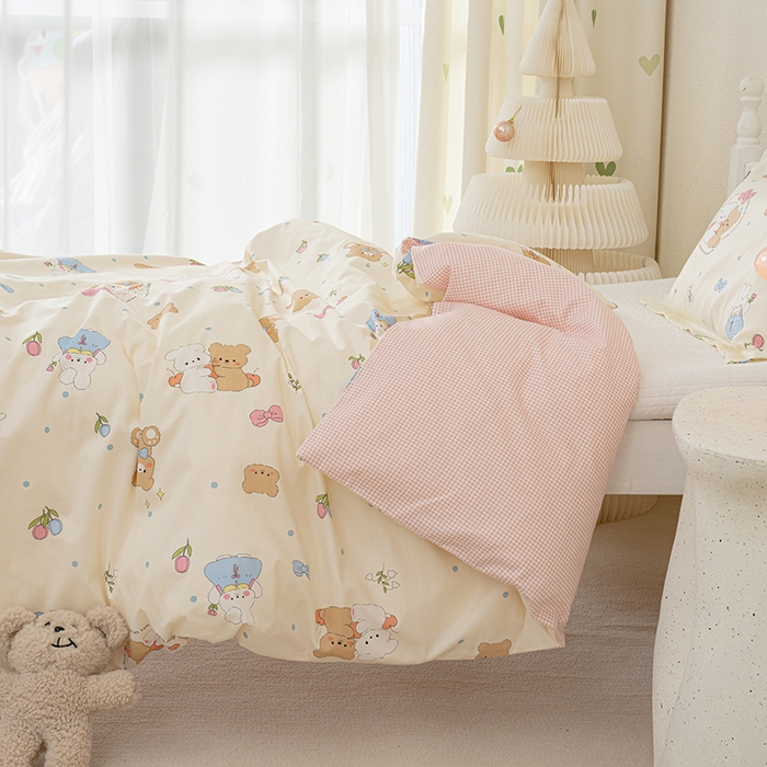 91家纺网 家纺一手货源 找家纺 良佐生活 2025新款高支高密全棉儿童被套 心心相印