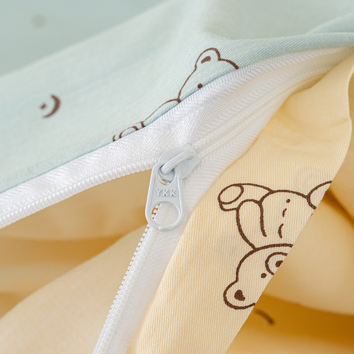 91家纺网 家纺一手货源 找家纺 良佐生活 2025新款高支高密全棉儿童被套 爱尼熊-蓝