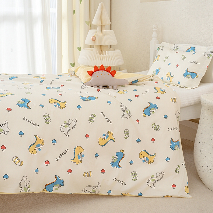 91家纺网 家纺一手货源 找家纺 良佐生活 2025新款高支高密全棉儿童被套 元气恐龙