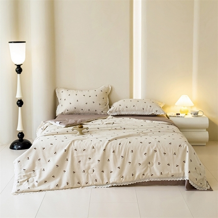 91家纺网 家纺一手货源 找家纺 （总）2025新款全棉花边大豆夏被四件套