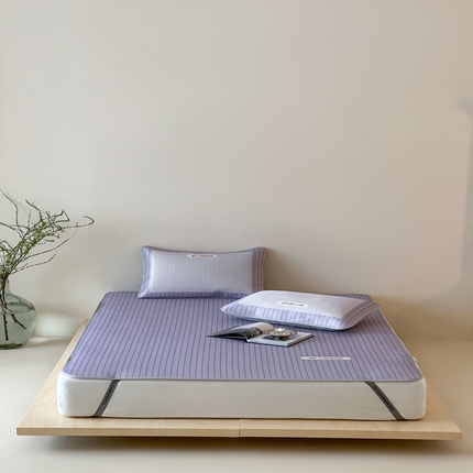 91家纺网 家纺一手货源 找家纺 三味舒屋 2025新款时尚简约小年轻专属900D高端养生印花冰藤凉席 摩普紫-床席款