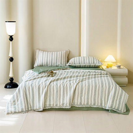91家纺网 家纺一手货源 找家纺 （总）2025新款全棉花边大豆夏被四件套