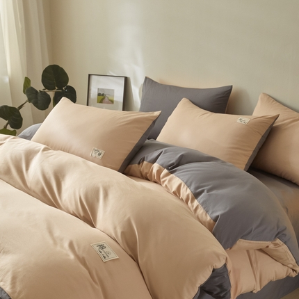 91家纺网 家纺一手货源 找家纺 （总）莱通家纺 2025新款纯色双拼四件套